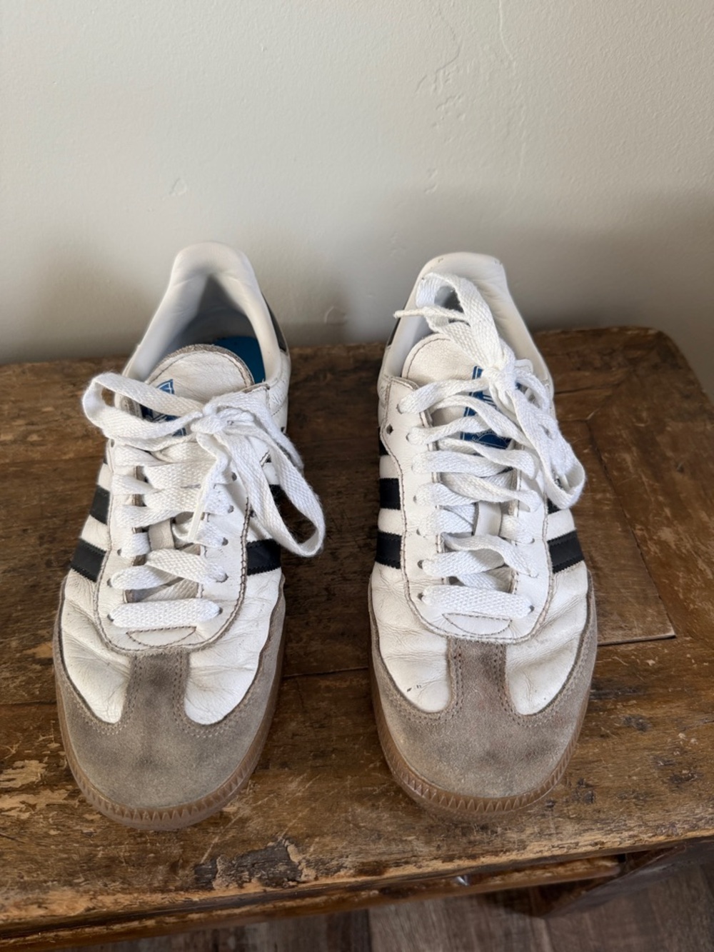 Adidas Samba White and Black Retro Sneakers - Classic Casual Style Size 8